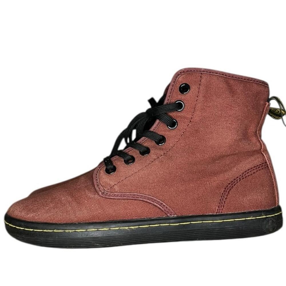 Womens Dr. Martens Shoreditch 13524603 Canvas Ankle Bootie Size 6 Red Lace Up